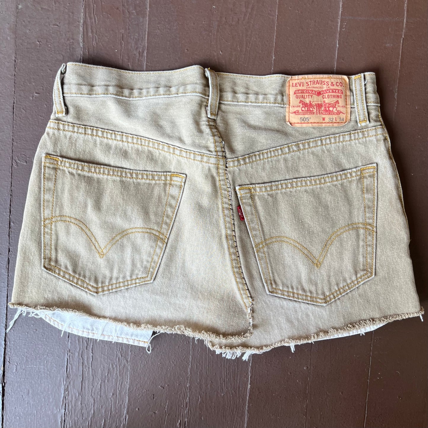 Tan Levi's Upcycled Mini Skirt | W: 32