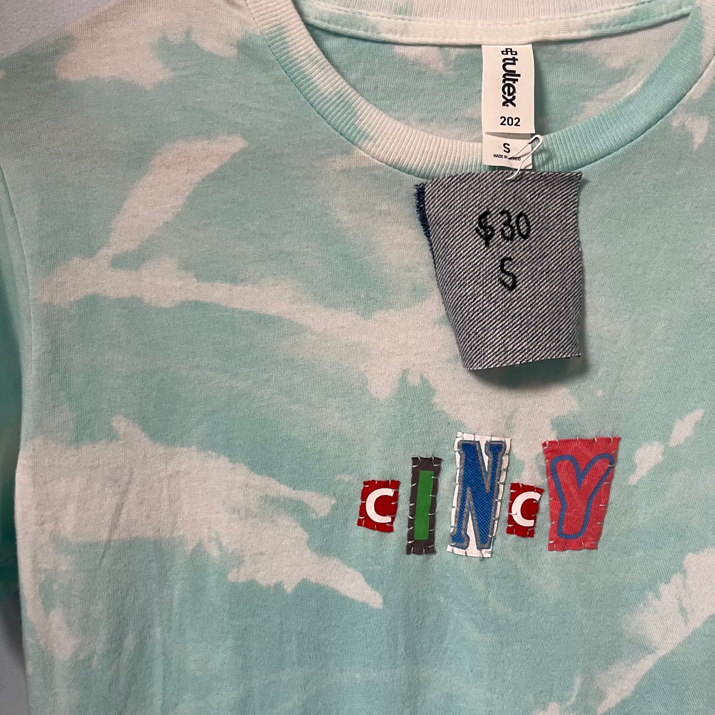 Blue Bleached CINCY Ransom Tee | S