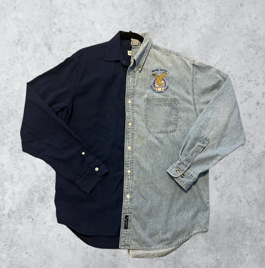 Split Denim Button-down | Size L