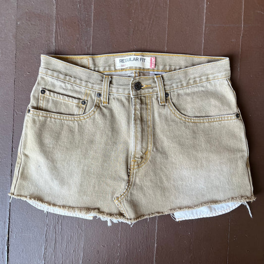 Tan Levi's Upcycled Mini Skirt | W: 32