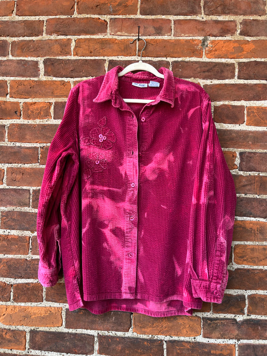 Pink Bleached Corduroy Button-down | Women's L