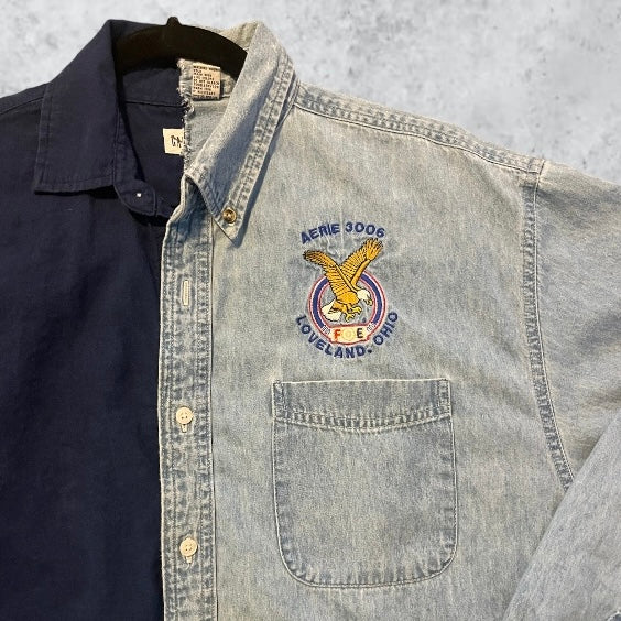 Split Denim Button-down | Size L