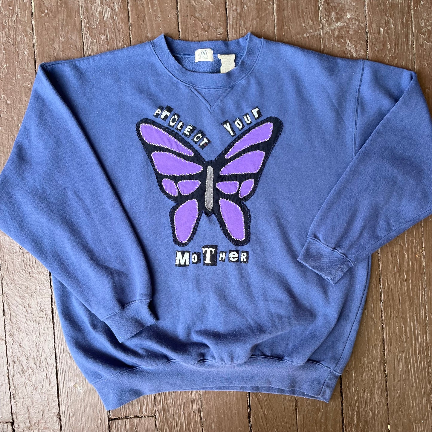 Vintage PROTECT YOUR MOTHER Butterfly Crew | L