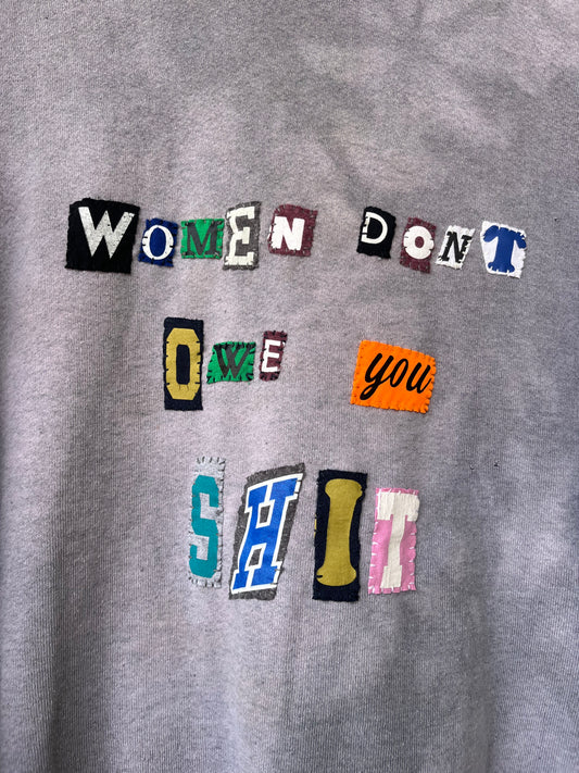 Vintage Purple Dyed WOMEN DONT OWE YOU Ransom Crew | 2XL