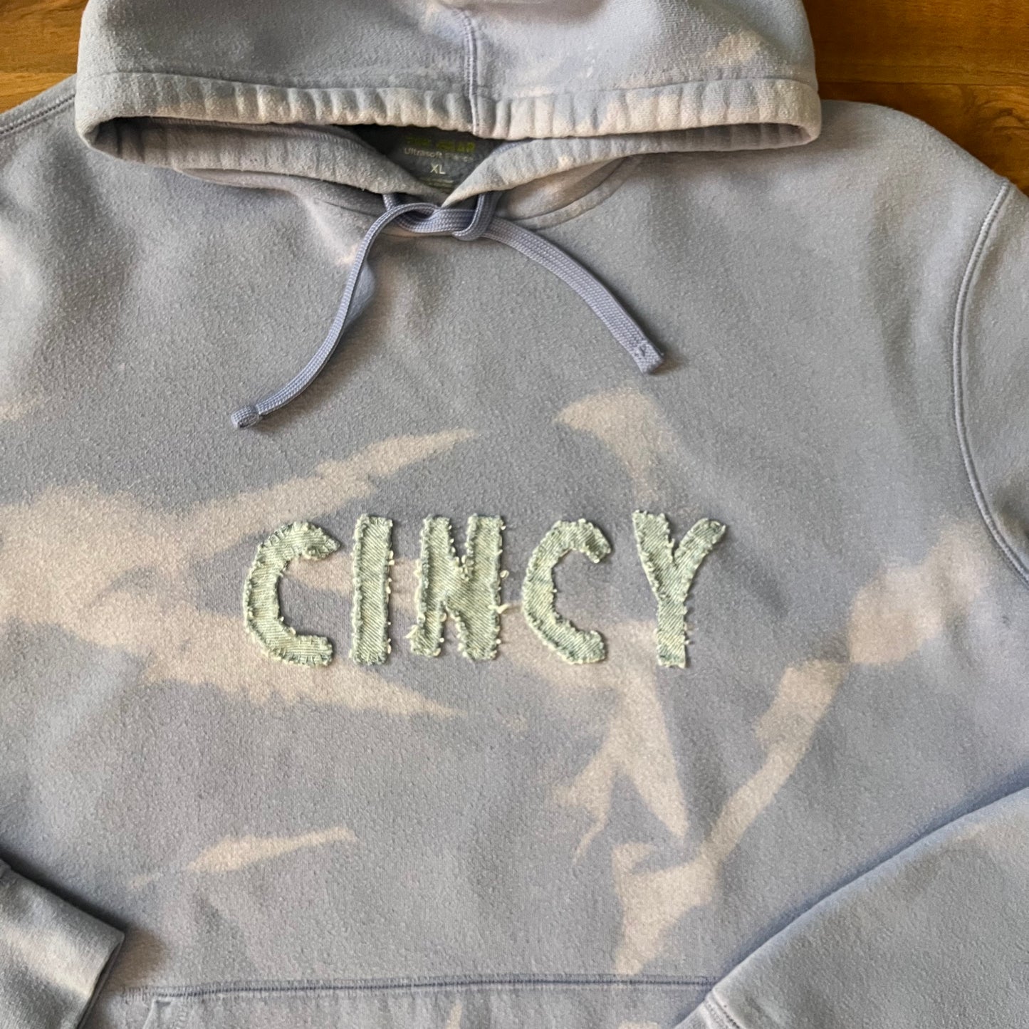 Light Blue Bleached CINCY Hoodie | XL