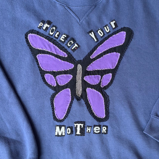 Vintage PROTECT YOUR MOTHER Butterfly Crew | L