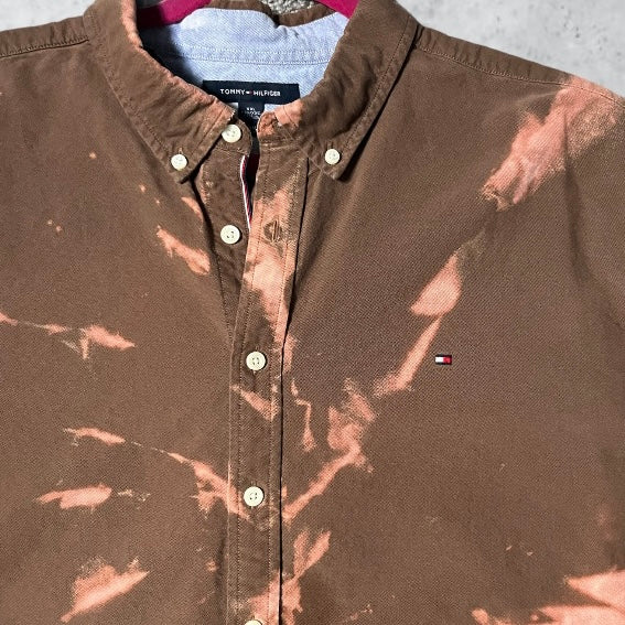 Bleached Brown + Pink Button-down | XXL