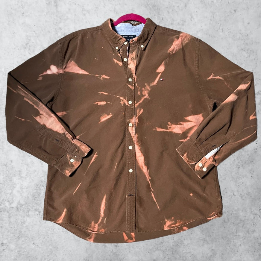 Bleached Brown + Pink Button-down | XXL