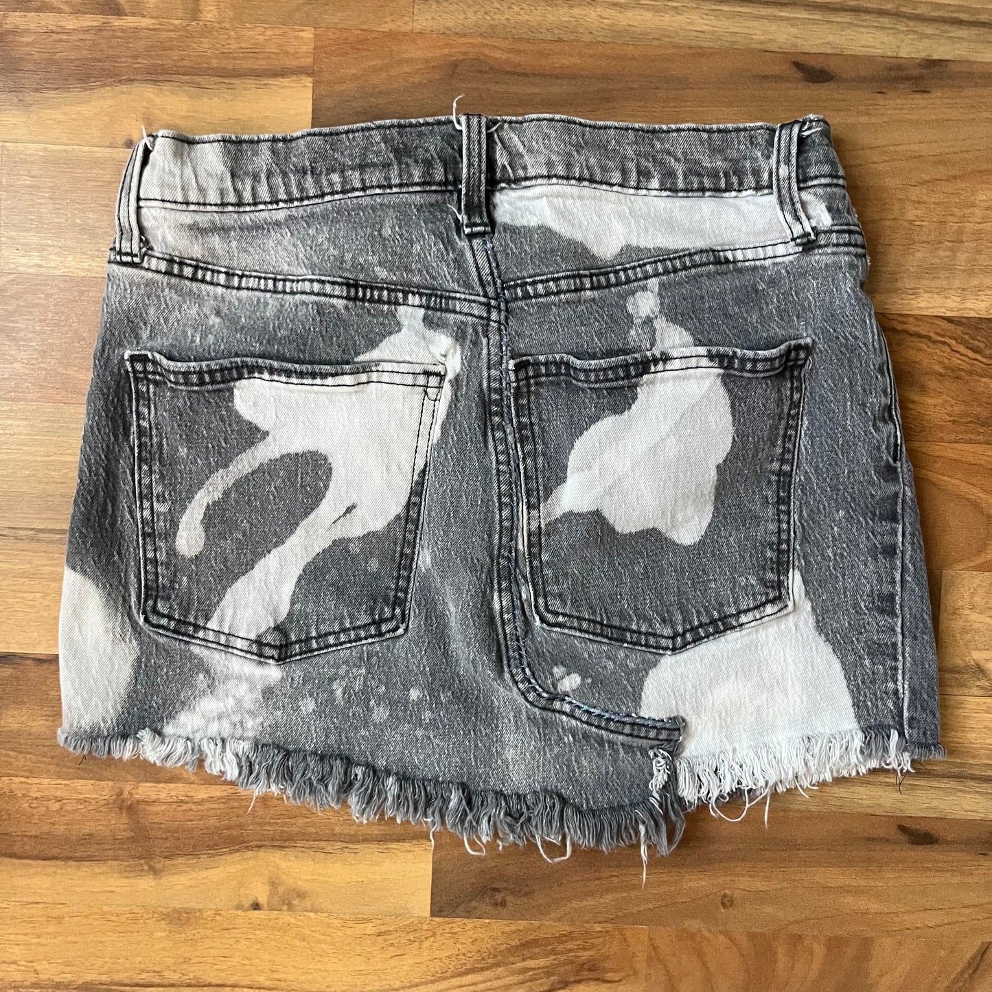 Gray Bleached Upcycled Mini Skirt | W: 31