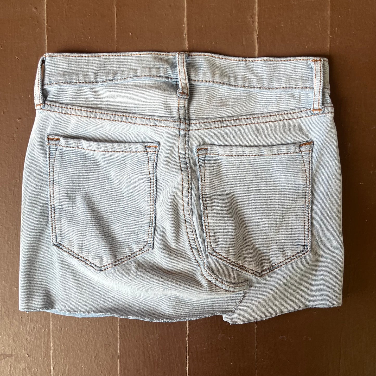 Light Wash Upcycled Mini Skirt | W: 25