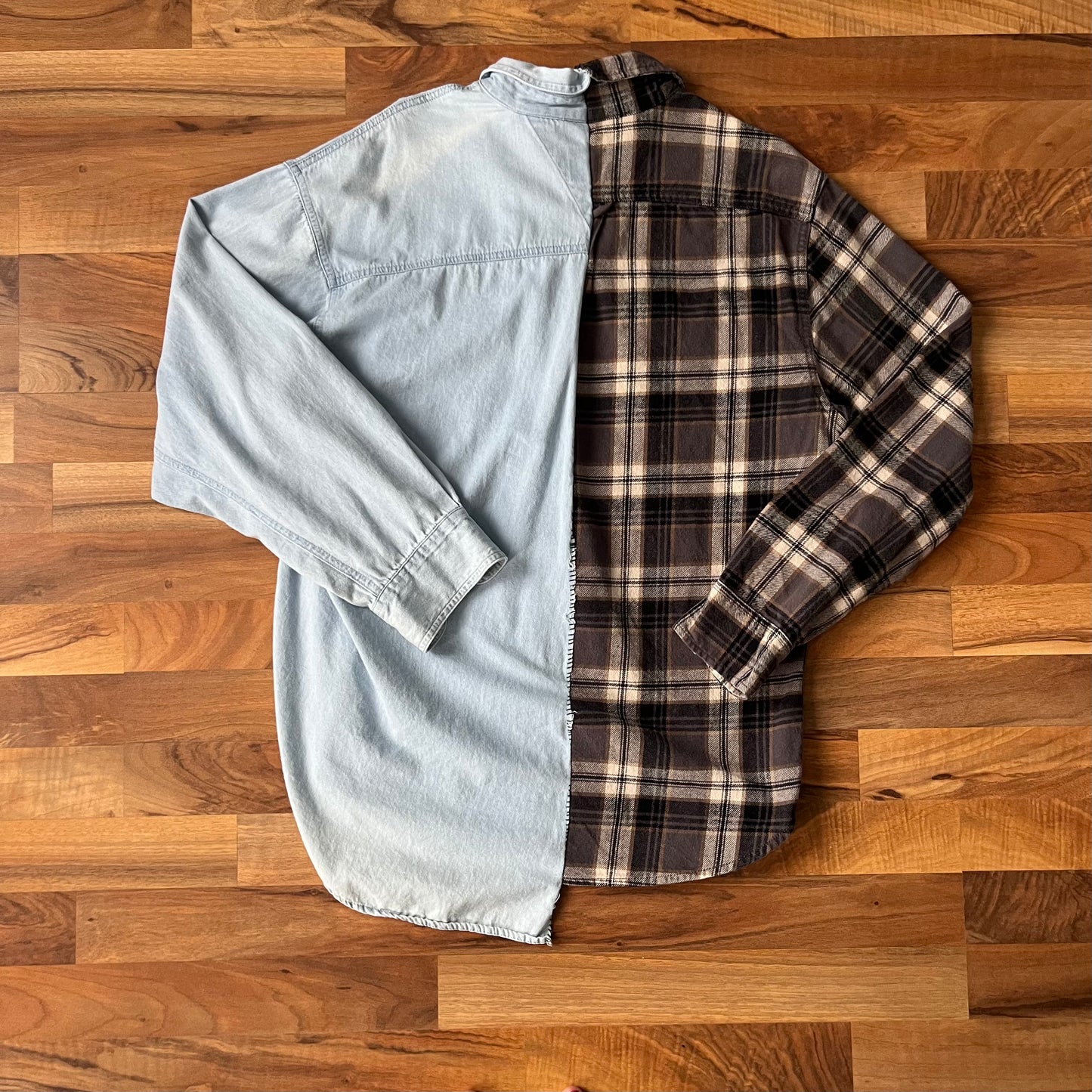 Split Flannel Denim Button down | L