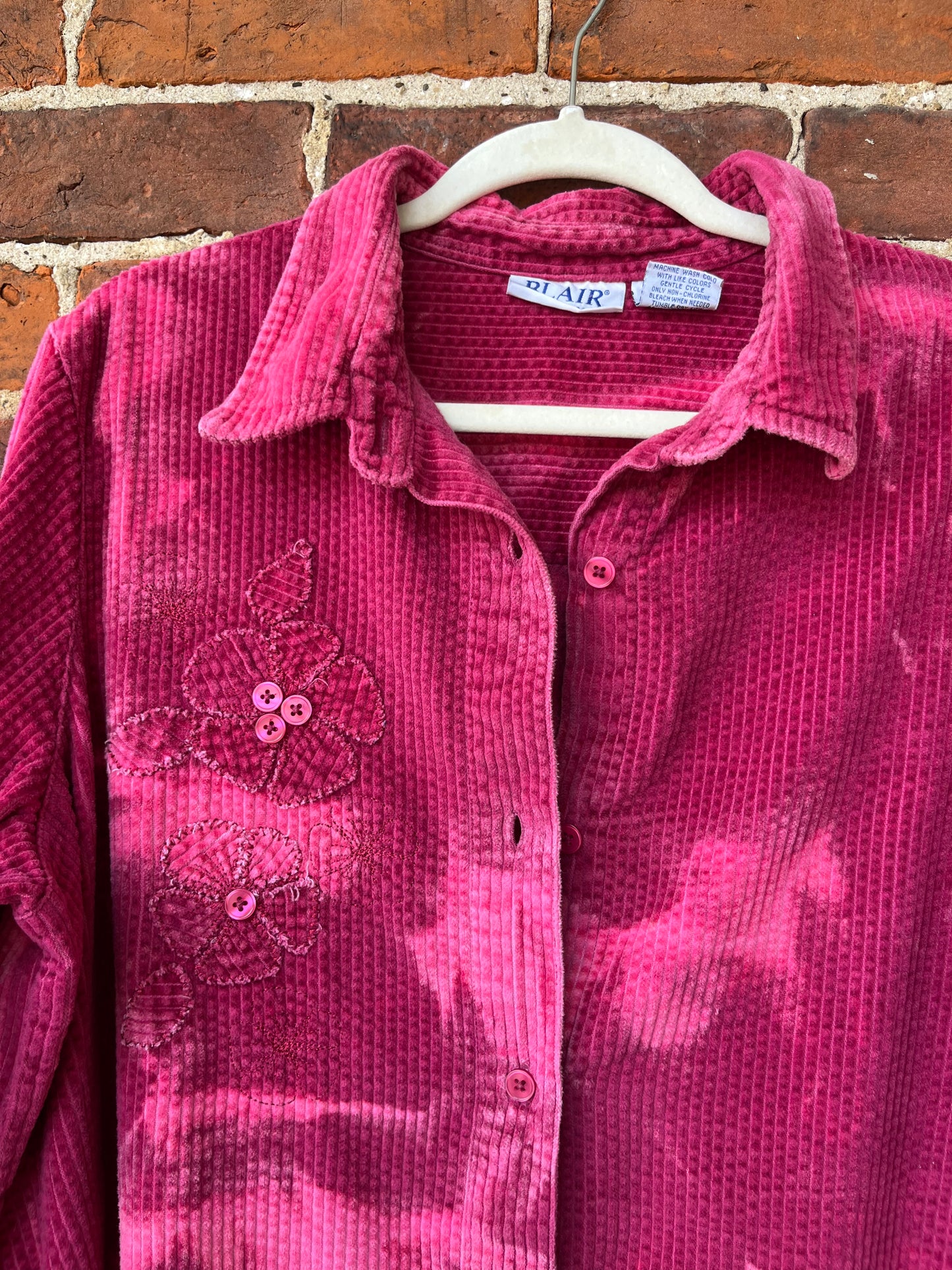 Pink Bleached Corduroy Button-down | Women's L