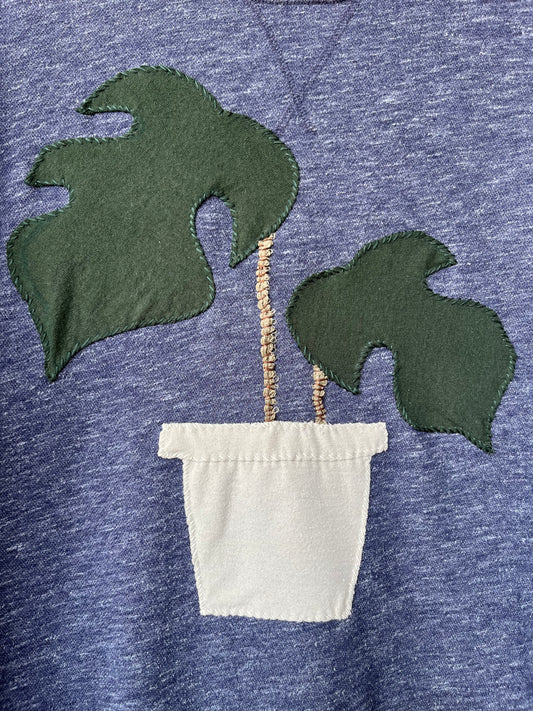 Navy Monstera Crewneck | Women's L