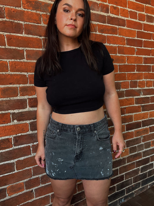 Gray Paint Splatter Skirt | W: 33