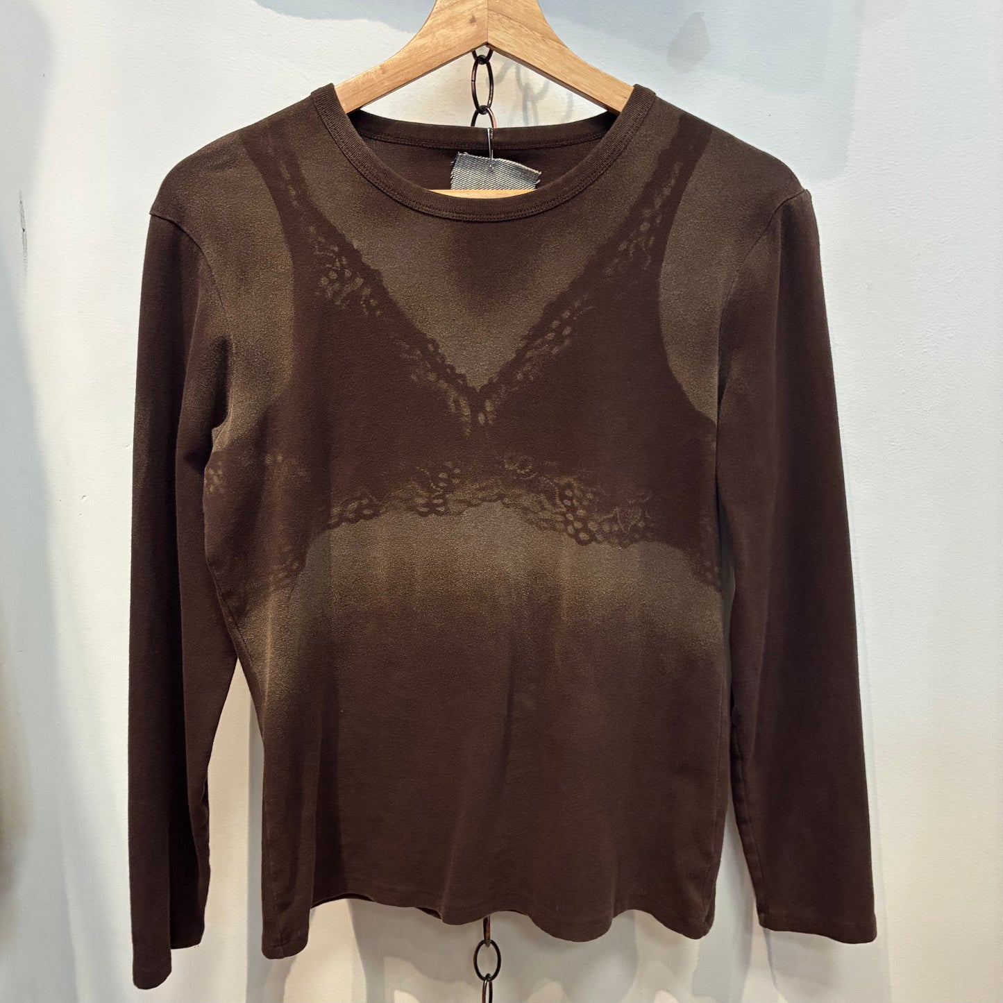 Lacey Bleached Brown Long Sleeve Tee | Women's L