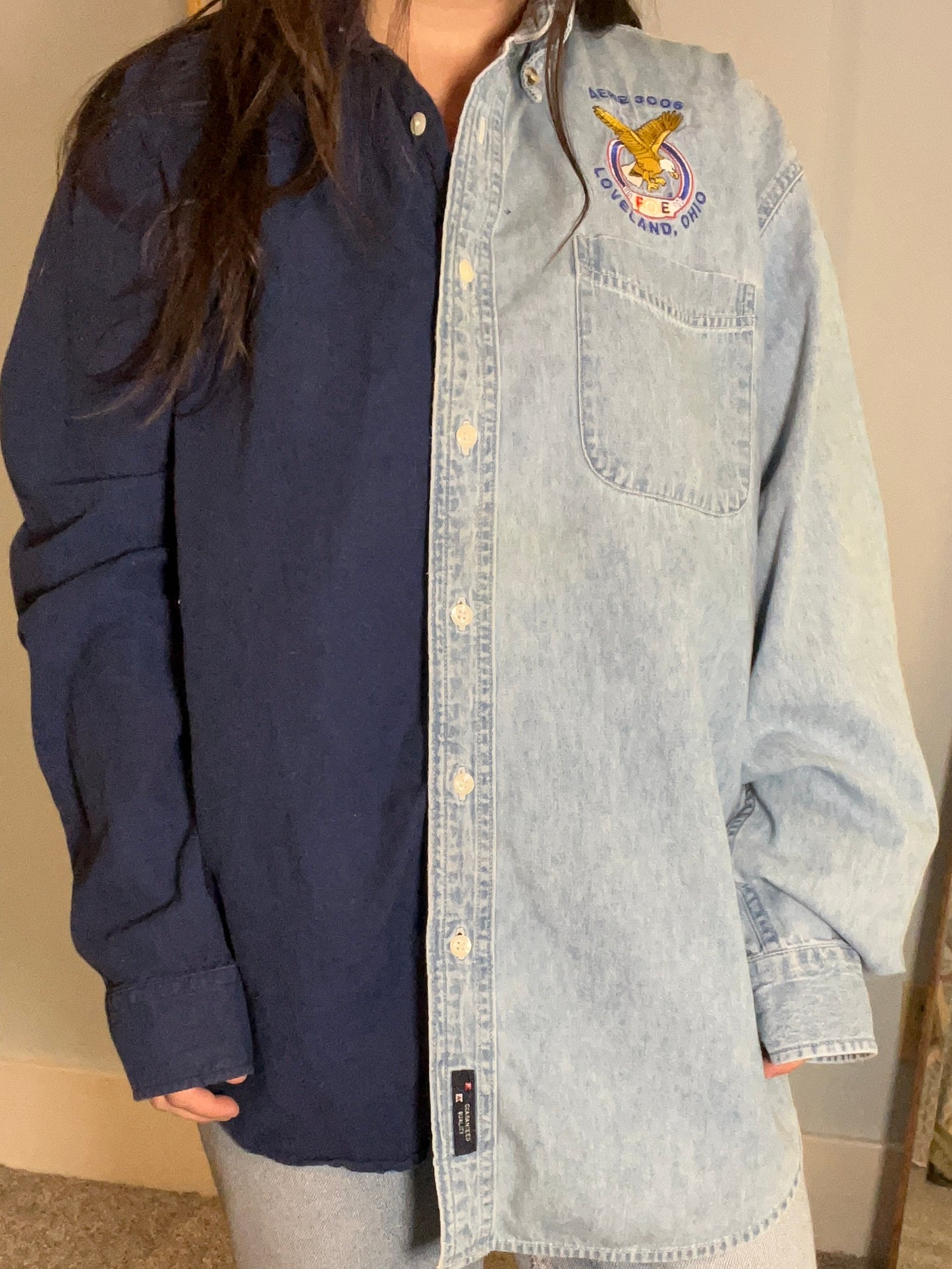 Split Denim Button-down | Size L