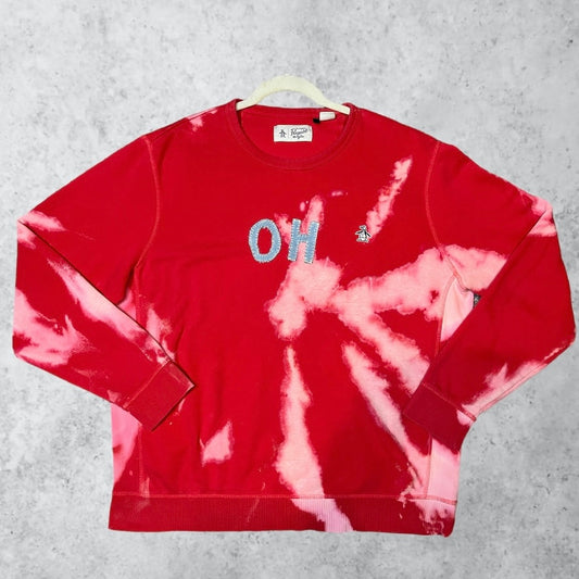 Red Bleached OH Crewneck | Size XL