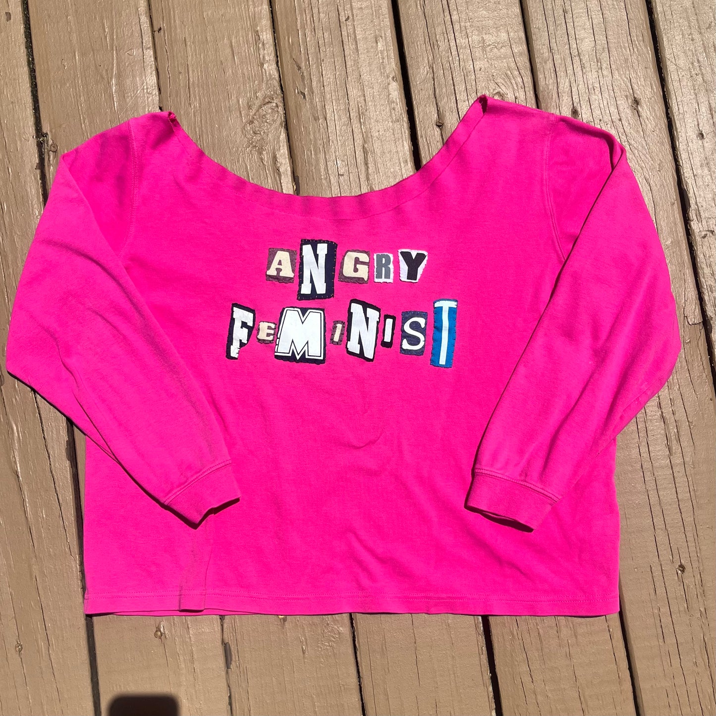 ANGRY FEMINIST Off Shoulder Tee | Women's XL