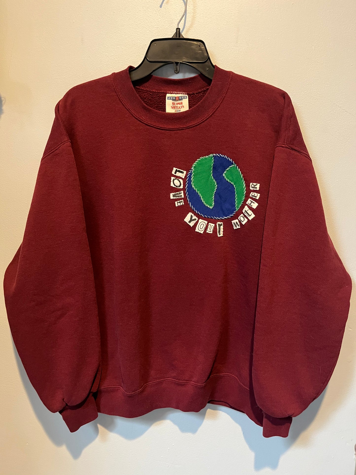 Vintage PROTECT YOUR MOTHER Marroon Crew | L