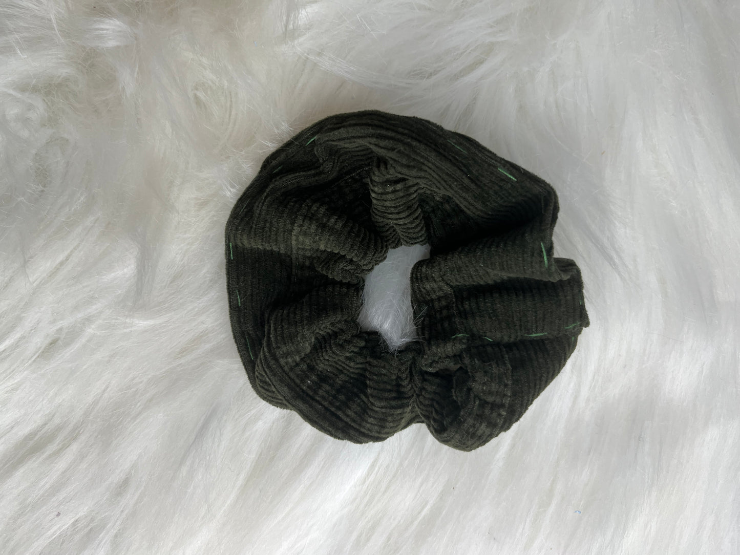 Dark Green Corduroy Scrunchie
