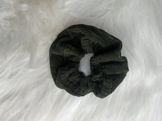 Dark Green Corduroy Scrunchie