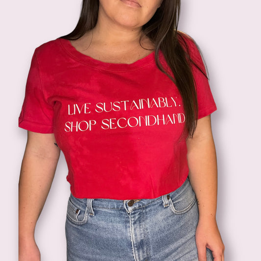 Cropped + Lightly Bleached Tee Live Sustainably Tee | Women's L
