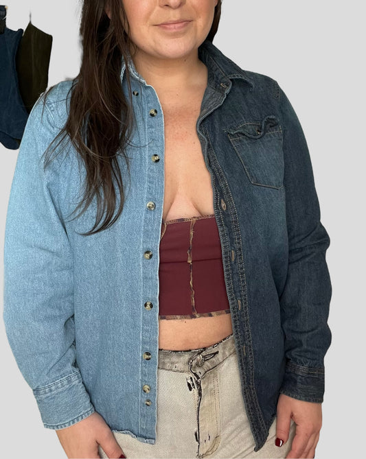 Split Denim Button-Down | XS