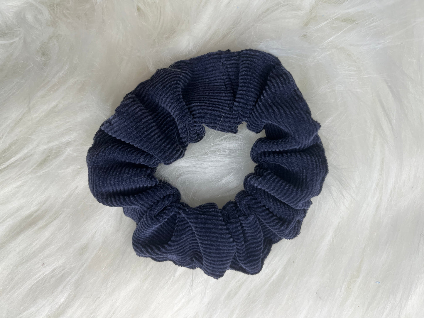 Navy Corduroy Scrunchie
