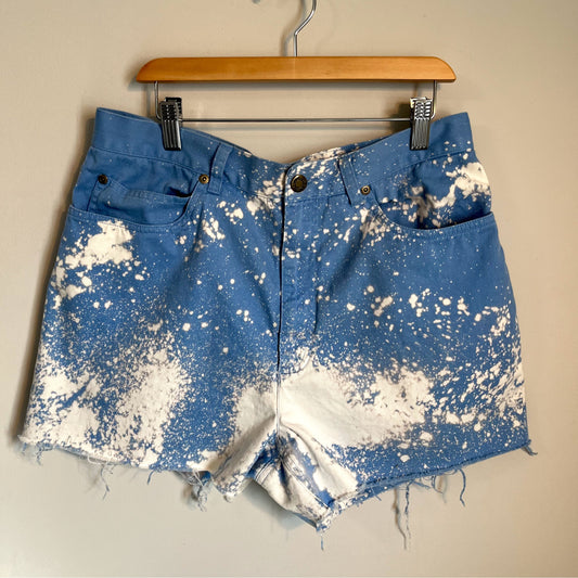Blue Bleach Splatter Shorts | Waist 31