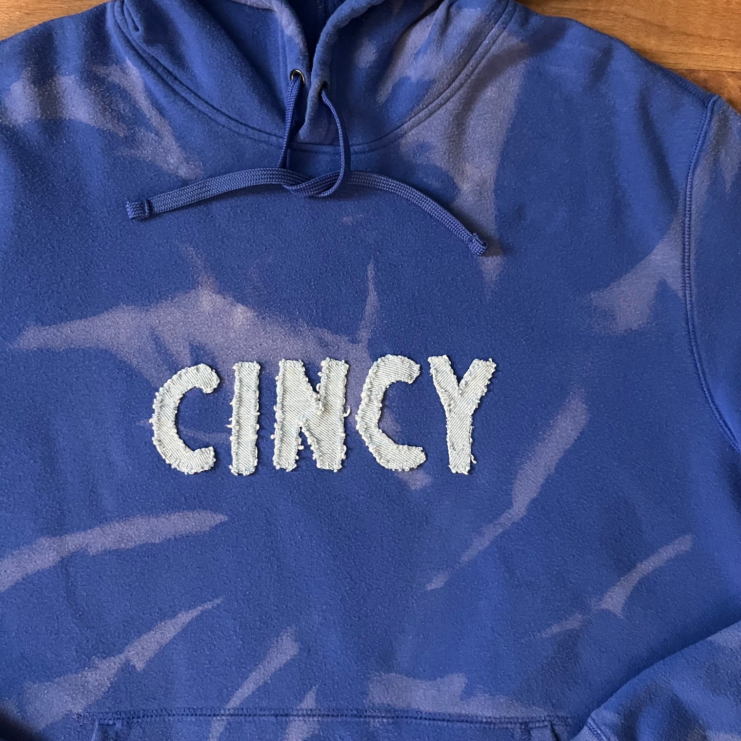 Blue Bleached CINCY Hoodie | XL