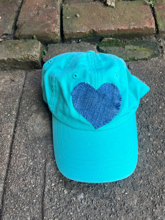 Green Denim Heart Hat