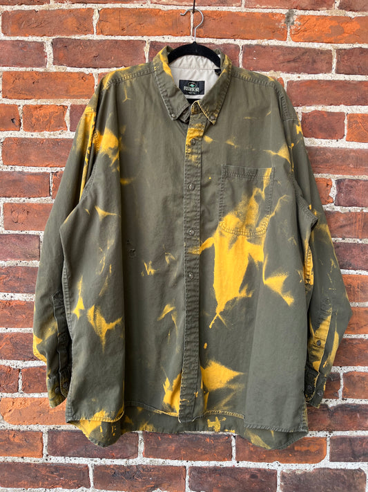 Green Bleached Button-down | XXL