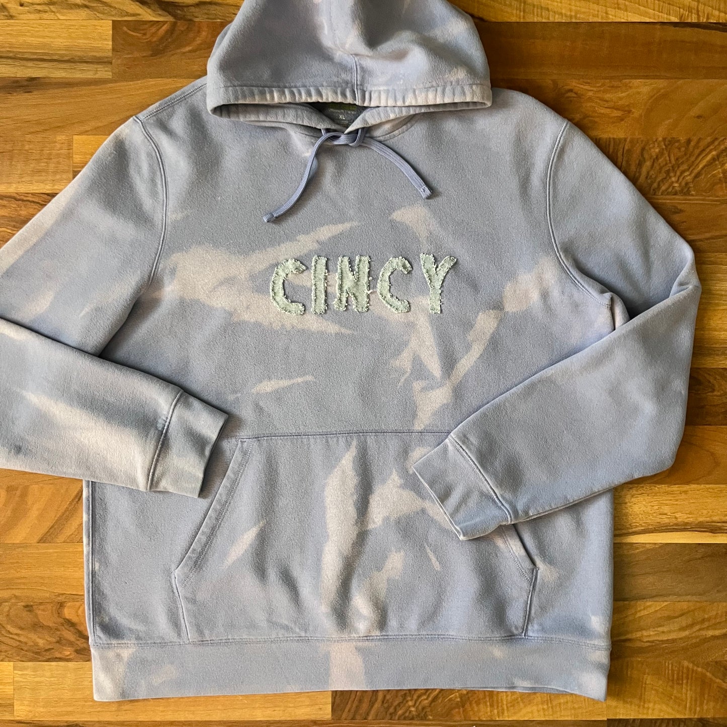 Light Blue Bleached CINCY Hoodie | XL