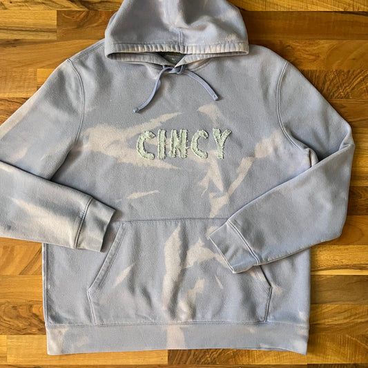 Light Blue Bleached CINCY Hoodie | XL