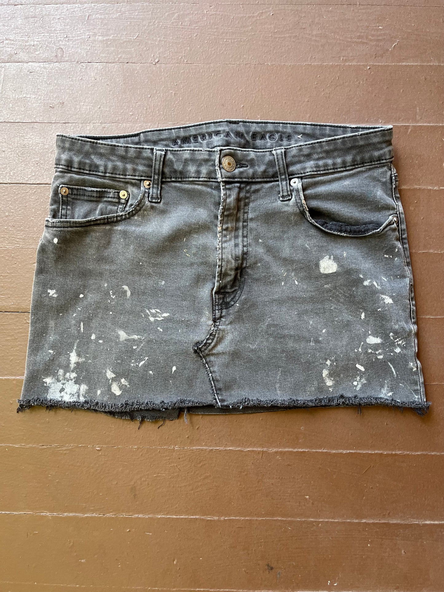 Gray Paint Splatter Skirt | W: 33