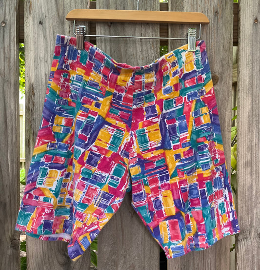 Vintage Abstract Yoga Shorts | W: 28