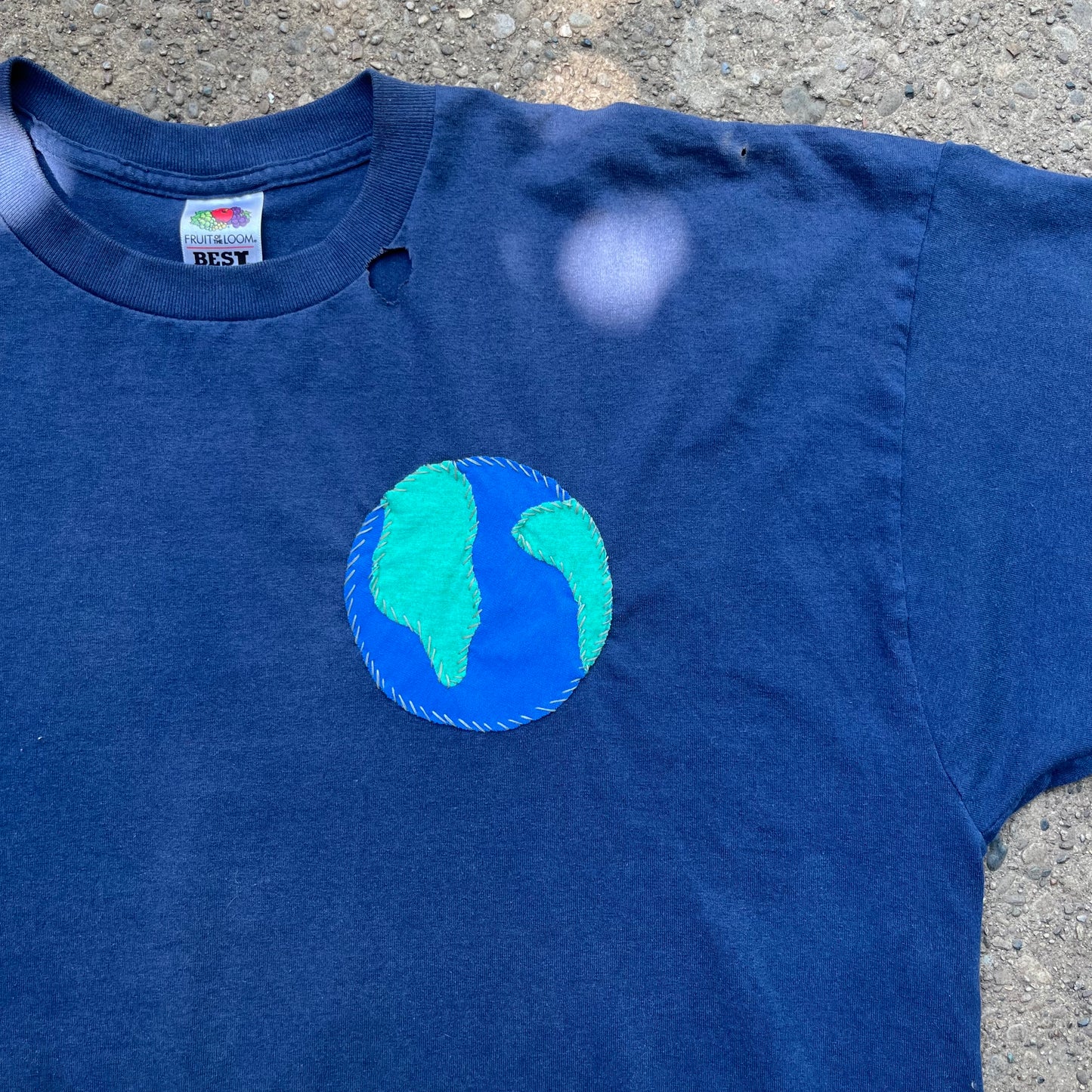 Navy Grungey Earth Tee | XXL