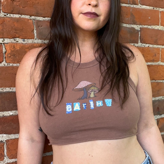 earthy mushroom cropped tank | XS
