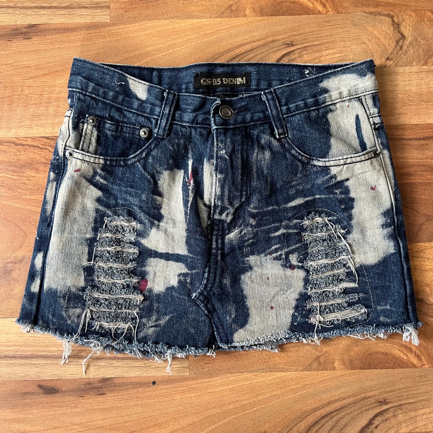 Bleached + Distressed Upcycled Skirt | W: 28