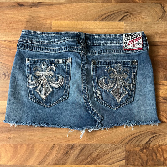 Affliction Low-rise Upcycled Mini Skirt | W: 34
