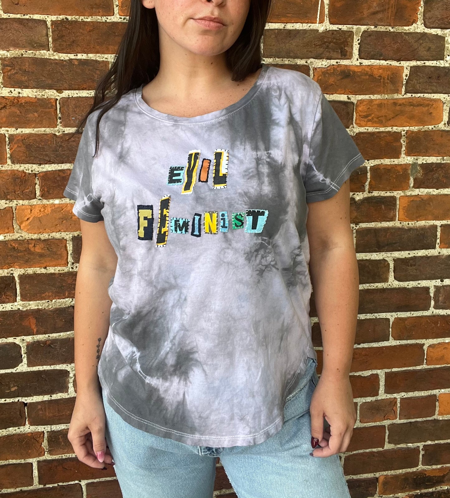 EVIL FEMINIST Purple Dyed Ransom Tee | Women's L