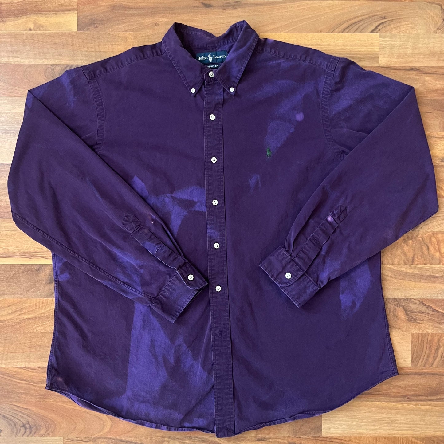 Purple Bleached Ralph Lauren Button down | XXL