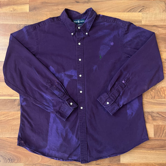 Purple Bleached Ralph Lauren Button down | XXL