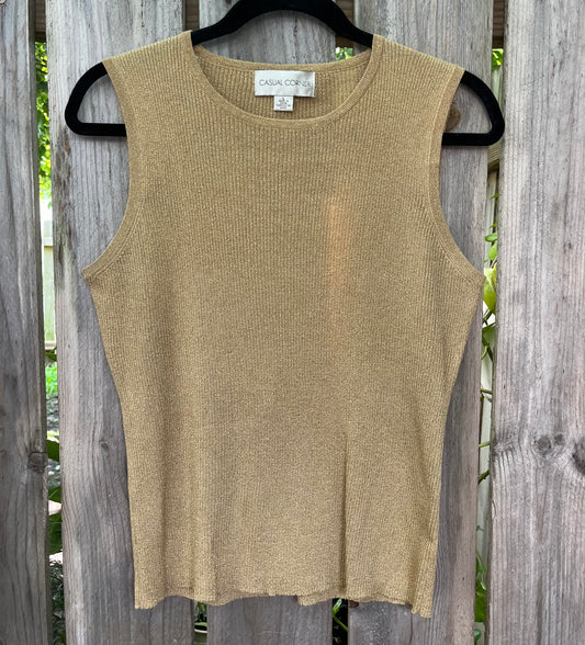 Vintage Gold Silk Shimmery Top | Women's Large