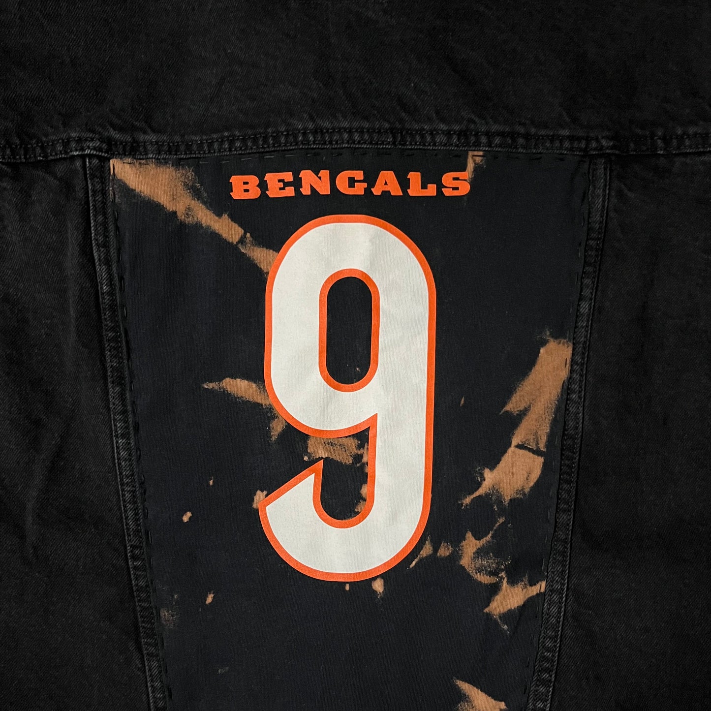 Joe Burrow Bengals #9 Black Denim Jacket | L