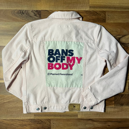 Light Pink Bans Off My Body Denim Jacket | Women's Small