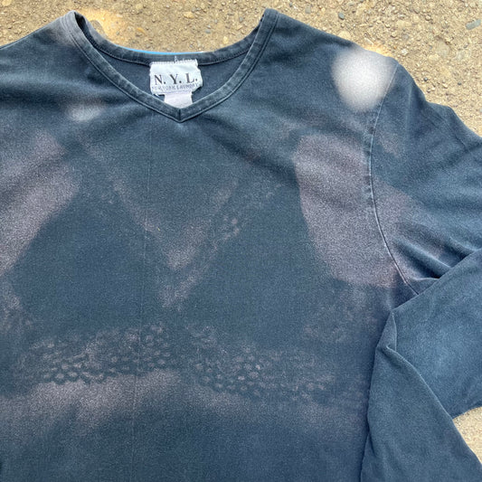 Lacey Bleached Vintage Black Tee | Women's M