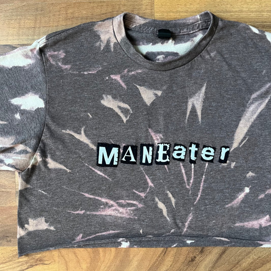 MANEATER Pink Bleached Cropped Ransom Tee | L