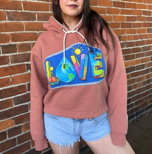 Upcycled Earth Day Cropped Hoodie | Women's Large