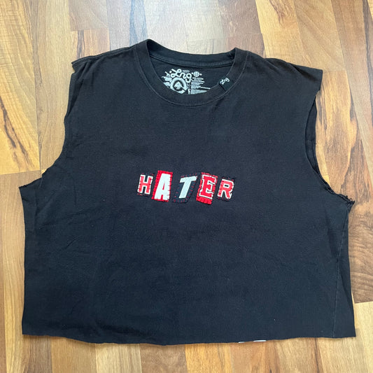 Cut-Off Cropped HATER Ransom Note Tee | L